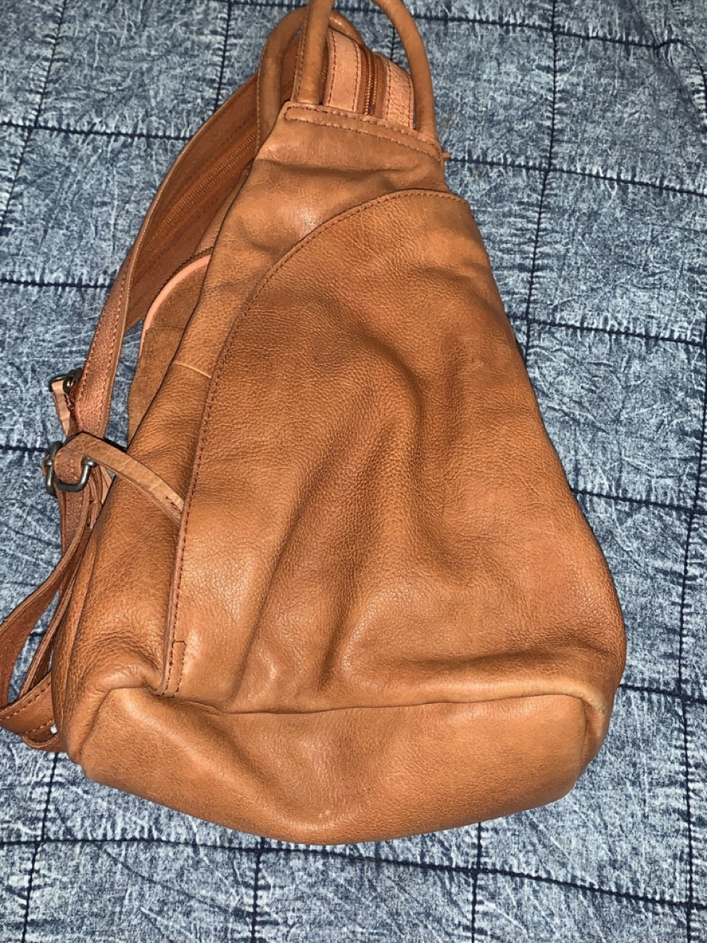 Tan Leather Backpack Sling Bag $100+ retail brand new